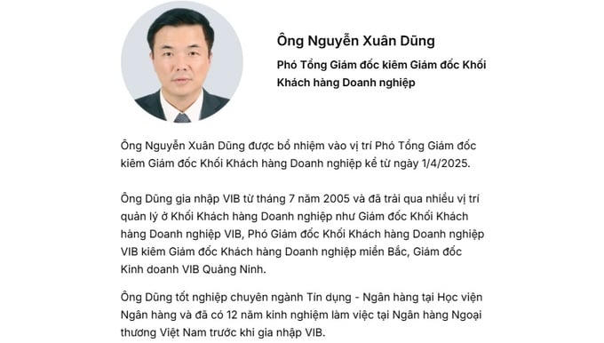 VIB giới thiệu ông Nguyễn Xuân Dũng. Nguồn: VIB.