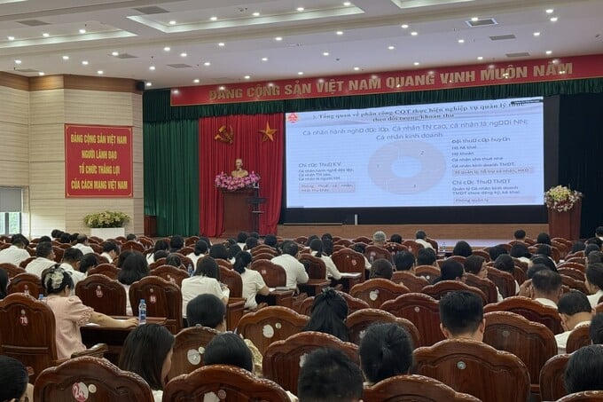 Một buổi tập huấn nghiệp vụ chống thất thu ngân sách nhà nước của công chức Thuế Tp. Đồng Nai. Ảnh Đỗ Doãn