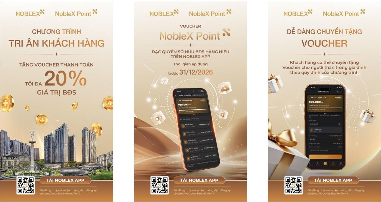 Khách hàng thân thiết của Sunshine sẽ được tặng Voucher NobleX Point có giá trị lên tới 10% giá trị hợp đồng gốc, có thể dùng thanh toán tối đa 20% giá trị BĐS mới