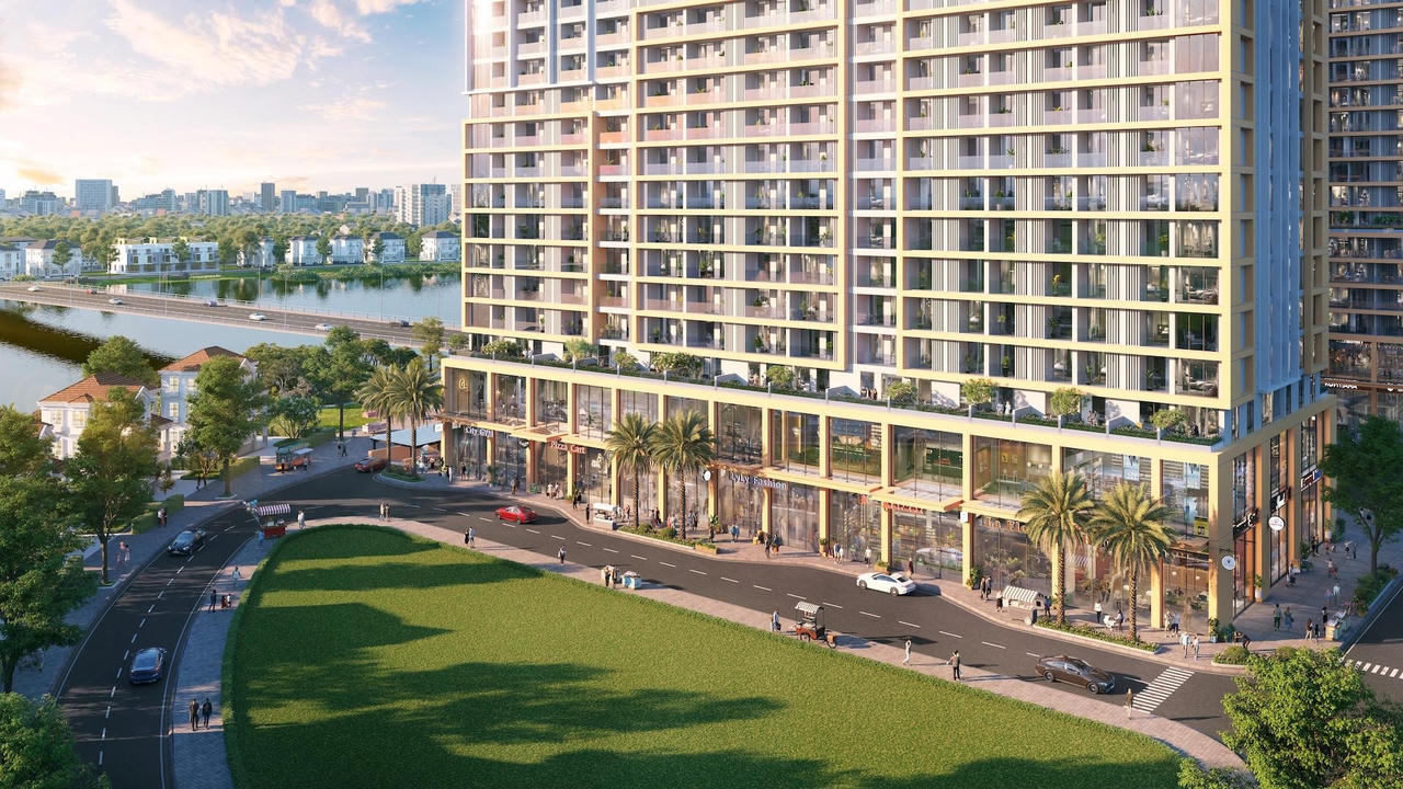 Dòng sản phẩm shophouse khối đế mang đến dòng tiền ổn định khi trực tiếp phục vụ cộng đồng dân cư chất lượng cao ngay tại dự án. Ảnh: Sun Property.