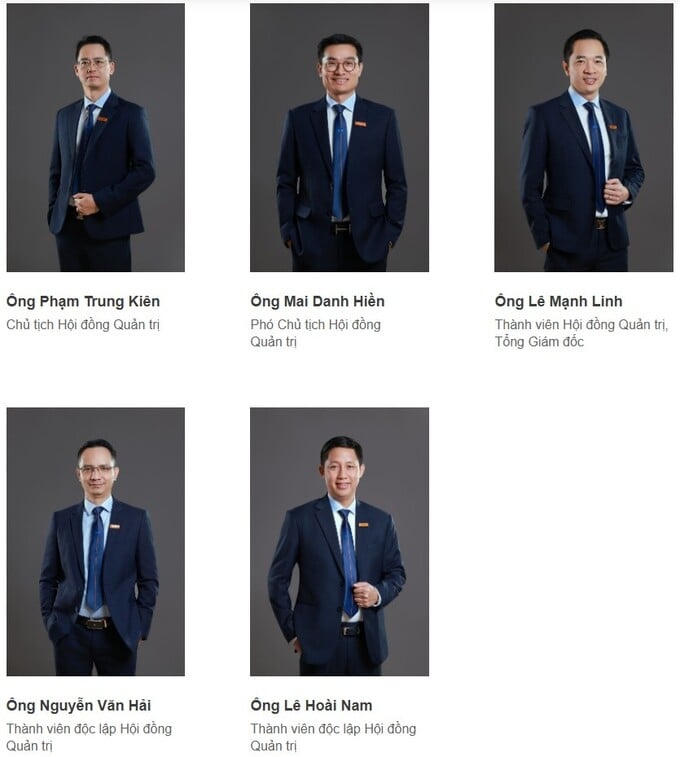 5 thành viên HĐQT hiện nay của EVF.