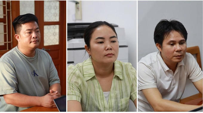 Các bị can Hải, Tuyên và Hà (từ trái qua). ẢNH: CÔNG AN CUNG CẤP