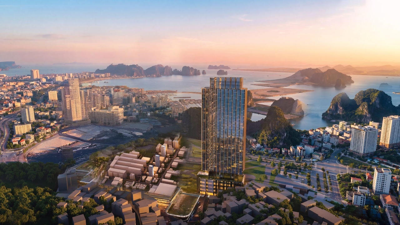 Ha Long Bay Marriott Hotel do Công ty TNHH Dược – Vật tư Y tế Hòn Gai làm Chủ đầu tư, đánh dấu hướng phát triển mới trong hệ sinh thái TLRG (phối cảnh minh họa)