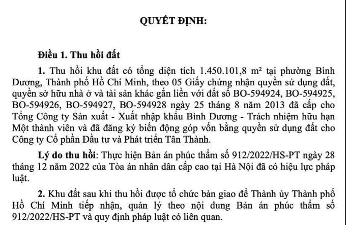 Tp.HCM thu hồi 145ha đất để thi hành bản án.