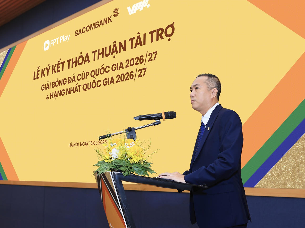 Ông Nguyễn Xuân Vũ (Thành viên HĐQT SACOMBANK) phát biểu tại sự kiện