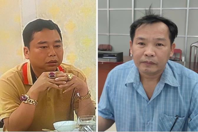 Từ trái qua phải, bị can Thái Huy Phong và bị can Trần Nhật Trường (Ảnh: Dân trí).