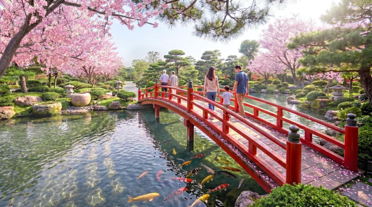 Kiyomi Park đưa nét thanh nhã của vườn Nhật vào đại đô thị, tạo điểm hẹn thưởng ngoạn và thư giãn nhà.