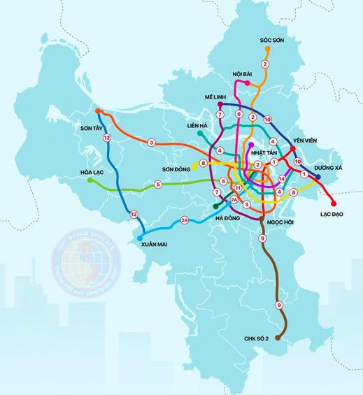 Bản đồ quy hoạch các tuyến metro tại Thủ đô Hà Nội