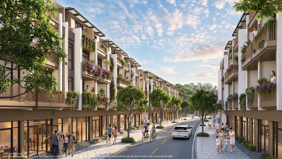 Liền kề Bayfront Collection với kiến trúc Hiện Đại Nhiệt Đới, mở rộng không gian sống ra hiên và cảnh quan
