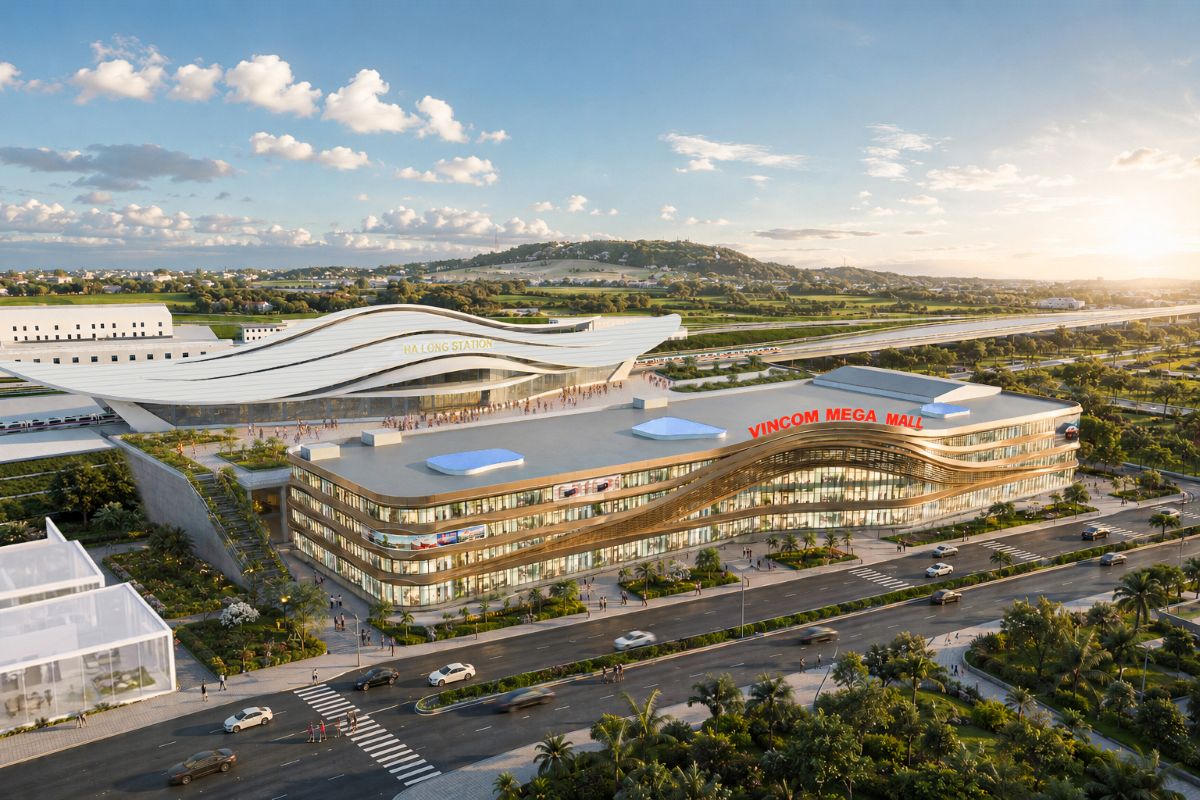 Vincom Mega Mall Nhà ga Hạ Long dự kiến hoàn thành Quý IV/2027, bổ sung tâm điểm mua sắm hiện đại.