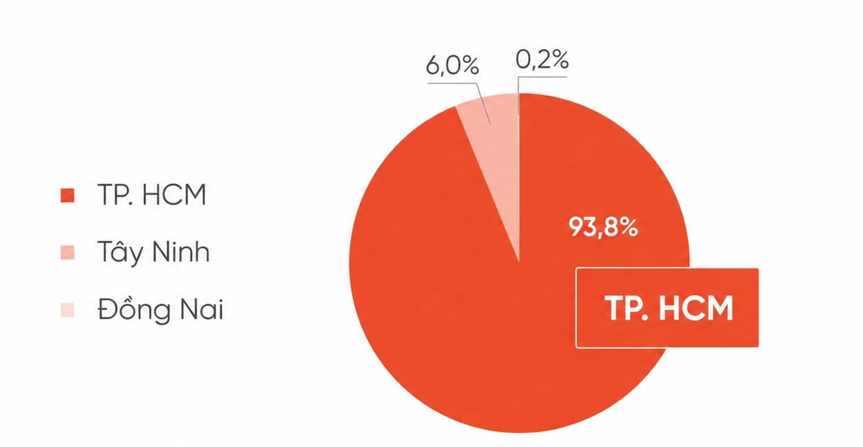 TP.HCM là địa phương dẫn đầu nguồn cung sơ cấp toàn thị trường khi chiếm tới 93,8%.