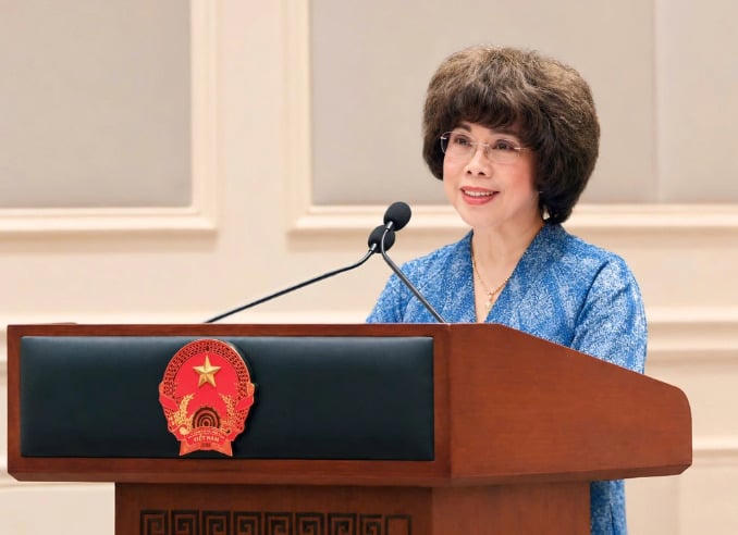 Anh hùng Lao động Thái Hương phát biểu tại sự kiện Tổng Bí thư, Chủ tịch nước Tô Lâm gặp mặt doanh nghiệp tiêu biểu, ngày 12/10 (Ảnh: BTC).