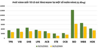 Nhà băng nào phát hành giấy tờ có giá 'khủng' nhất năm 2021?