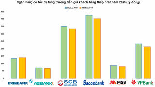 Ngân hàng nào có mức tăng trưởng tiền gửi thấp nhất năm 2020?