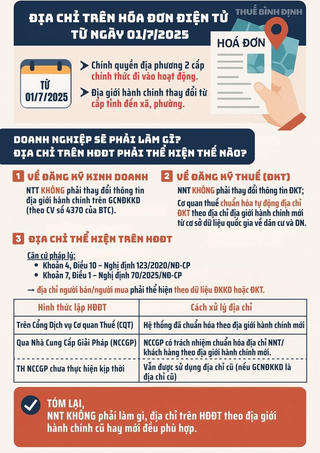 Không bắt buộc thay đổi địa chỉ trên hóa đơn điện tử