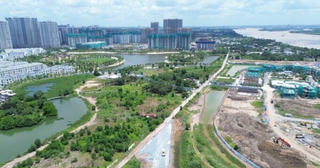 Treo thời gian dài, cây cầu kết nối Vinhomes Grand Park chuẩn bị hoàn thành