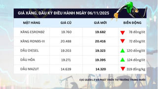 Giá xăng RON 95 giảm nhẹ