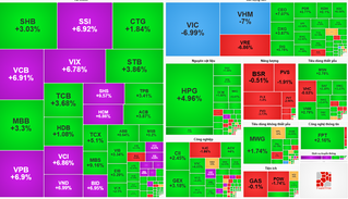 Chứng khoán hôm nay: Họ Vingroup nằm sàn, VN-Index vẫn rực sắc tím dưới sức kéo của nhóm tài chính
