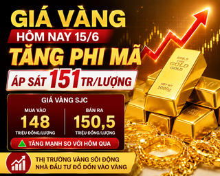 Chốt giá vàng hôm nay 15/6: SJC áp sát mốc 151 triệu đồng/lượng