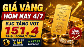 Giá vàng ngày 4/7: Trong nước đi ngang, thế giới tăng lên 4.174,1 USD/ounce Giá vàng ngày 4/7: Trong nước đi ngang, thế giới tăng lên 4.174,1 USD/ounce