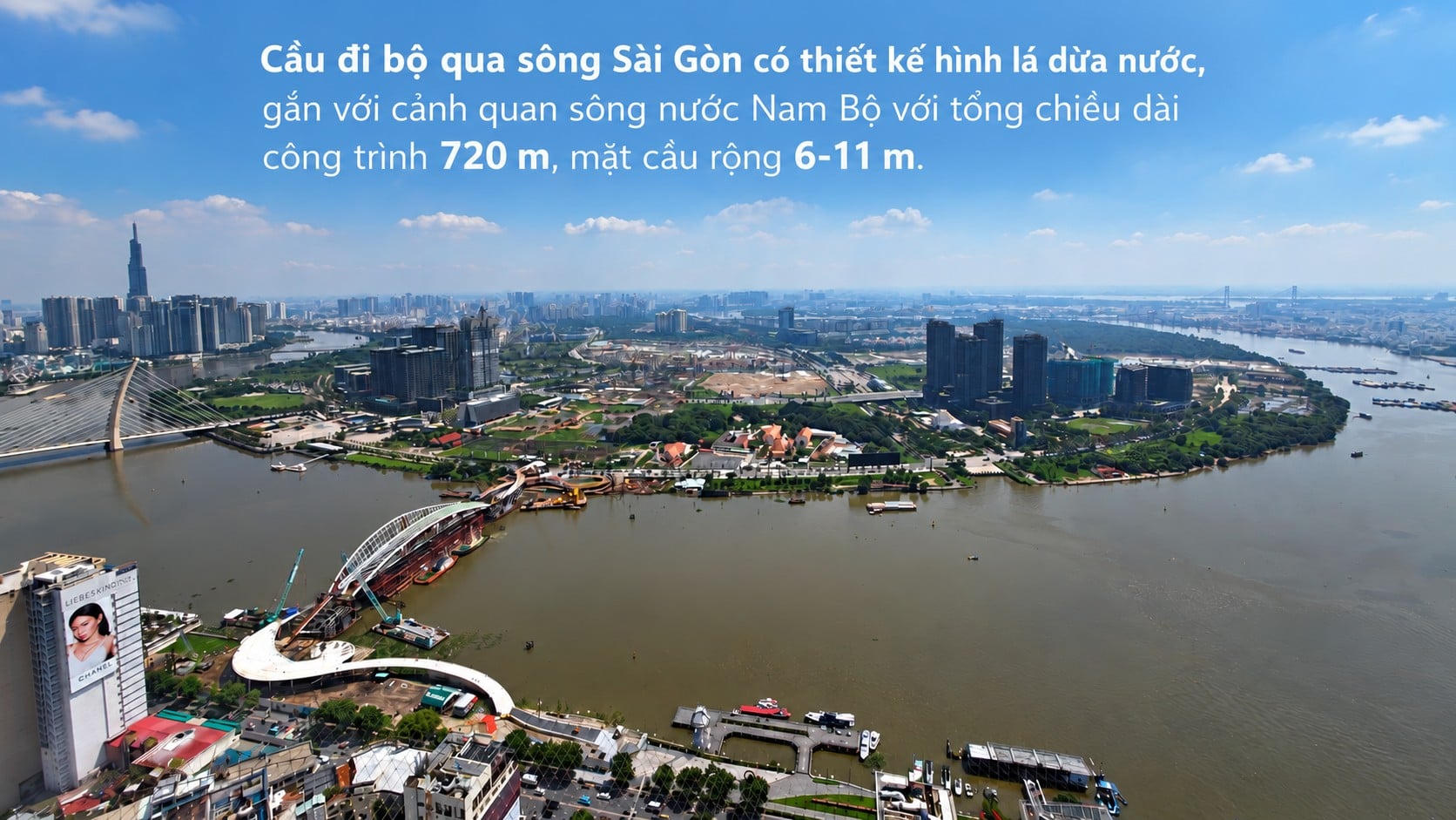 Cầu đi bộ qua sông Sài Gòn: “Lá dừa nước” nối đôi bờ