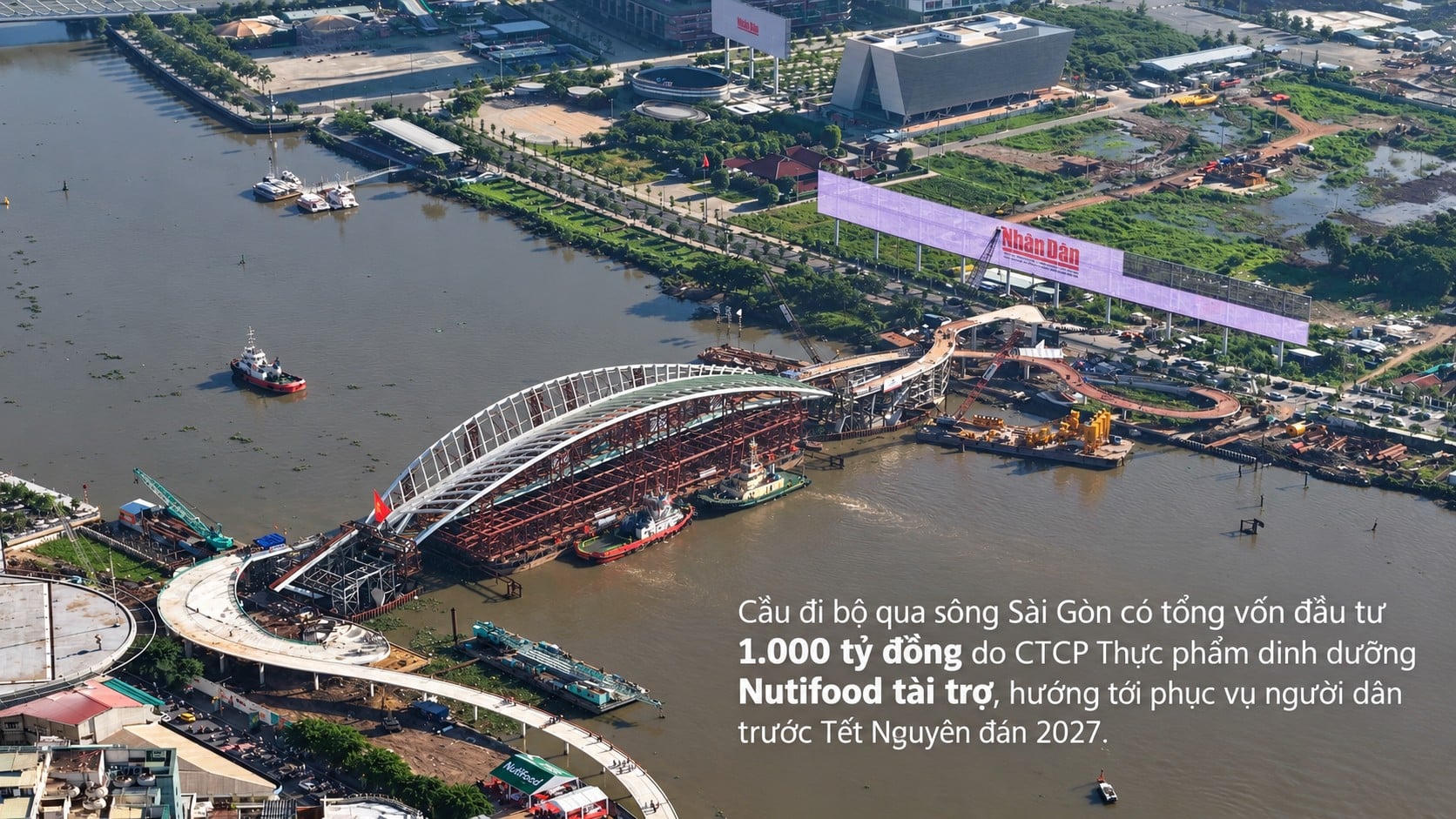Cầu đi bộ qua sông Sài Gòn: “Lá dừa nước” nối đôi bờ