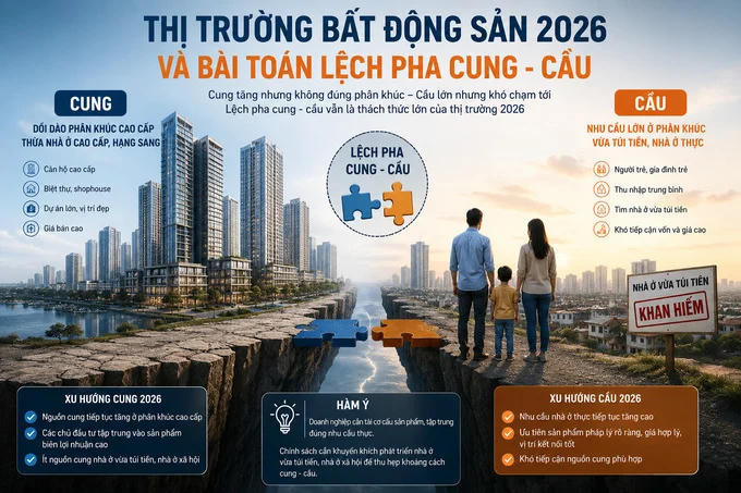 Thị trường bất động sản 2026 vẫn bộc lộ nhiều điểm nghẽn: Từ bài toán cung cầu đến giá nhà