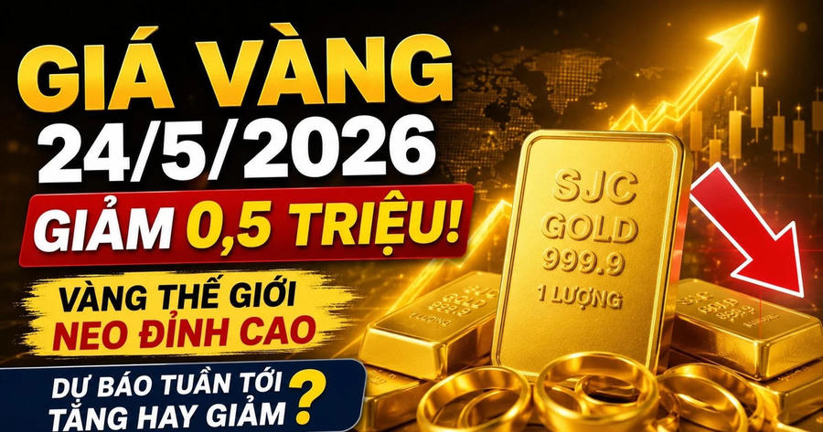 Giá vàng ngày 24/5: Tiếp tục giảm 0,5 triệu/lượng