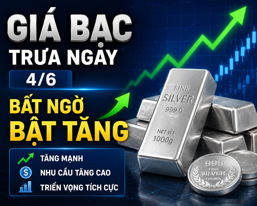 Giá bạc trưa ngày 4/6: Đồng loạt tăng trở lại