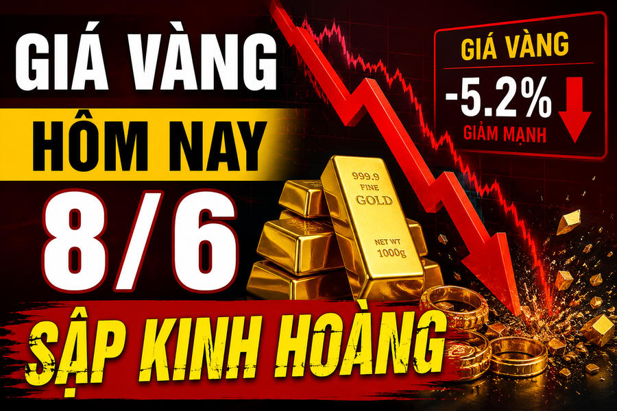 Chốt giá vàng hôm nay 8/6: Sập kinh hoàng, giảm kinh khủng “bốc hơi” tới 8,4 triệu đồng/lượng