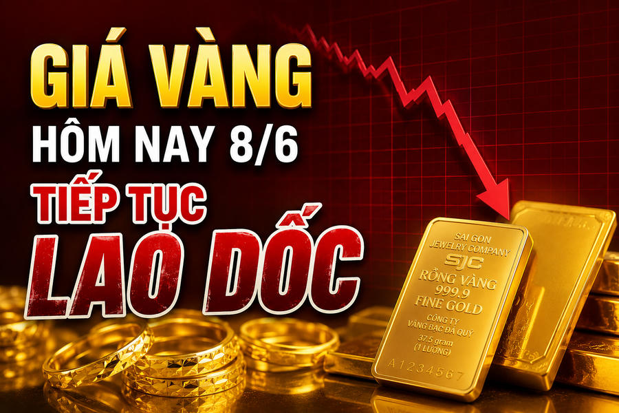 Giá vàng hôm nay (chiều 8/6): Giảm cực sốc, đầu giờ chiều bay màu 6,2 triệu đồng/lượng