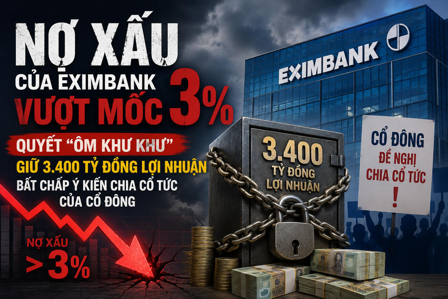 Chuyện gì đang diễn ra tại Eximbank: Nợ xấu vượt mốc 3%, quyết “ôm khư khư” giữ 3.400 tỷ đồng lợi nhuận bất chấp ý kiến chia cổ tức của cổ đông