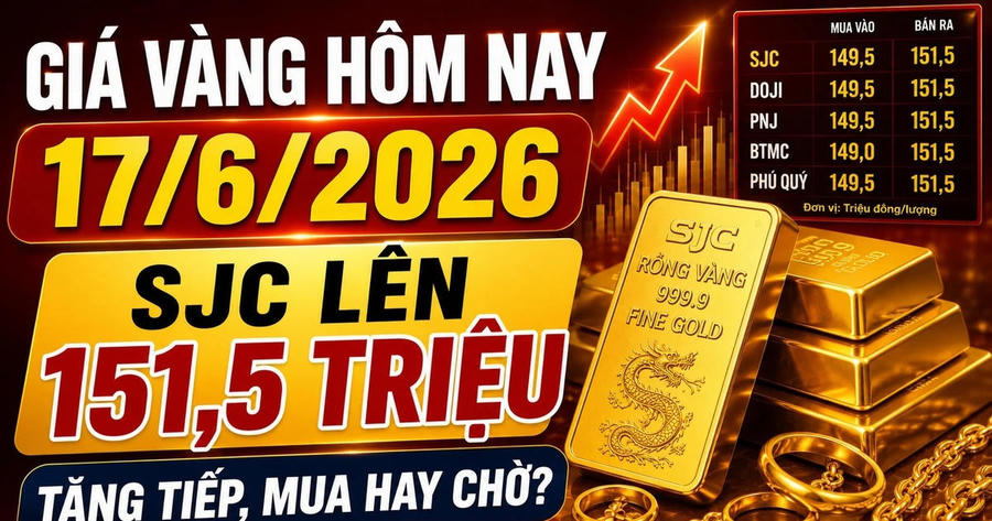 Giá vàng hôm nay 17/6: Tăng liên tiếp, SJC tiếp tục tăng?