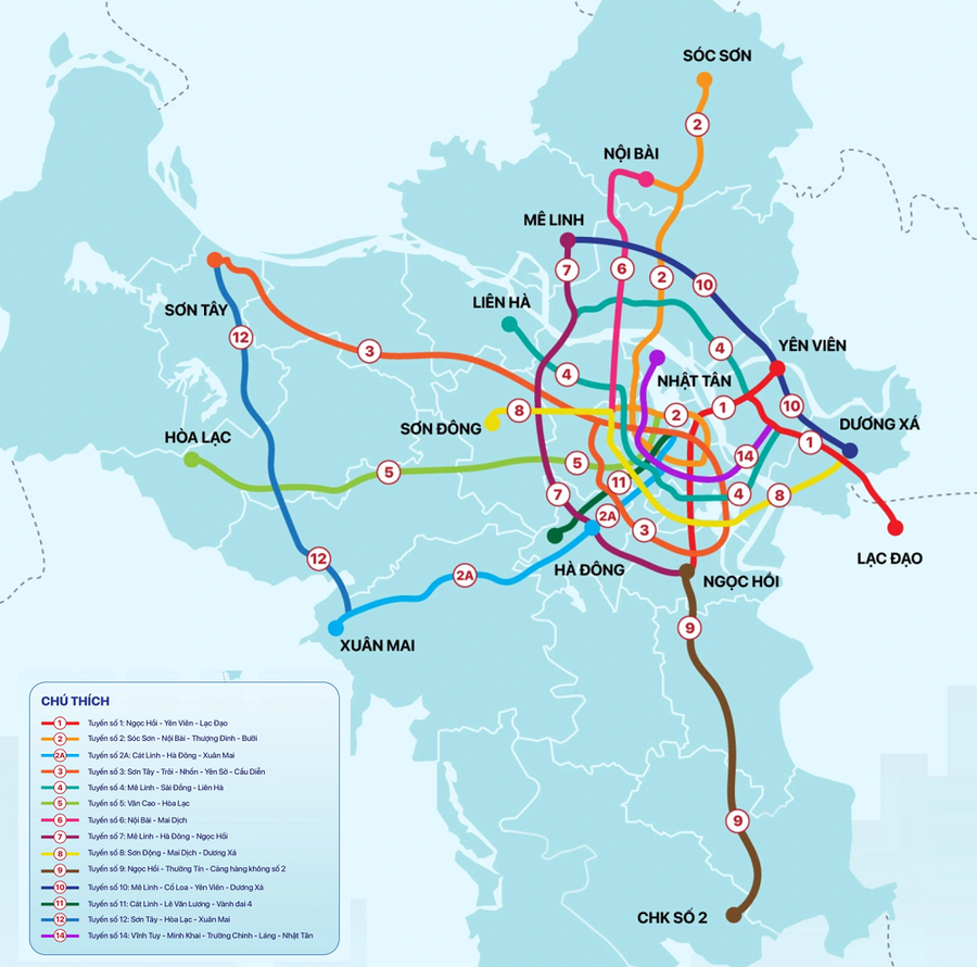 5 tuyến đường sắt đô thị Hà Nội dài hơn 300km sẽ đi qua đâu?