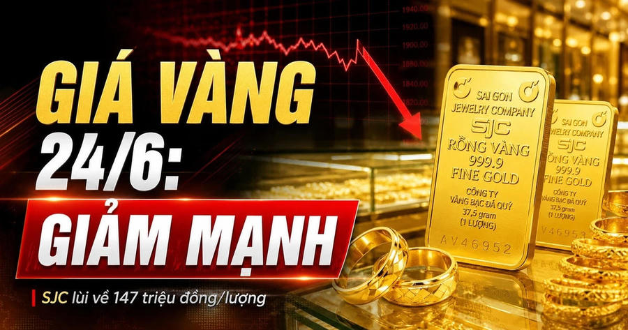 Giá vàng hôm nay sáng 24/6: Đồng loạt lao dốc