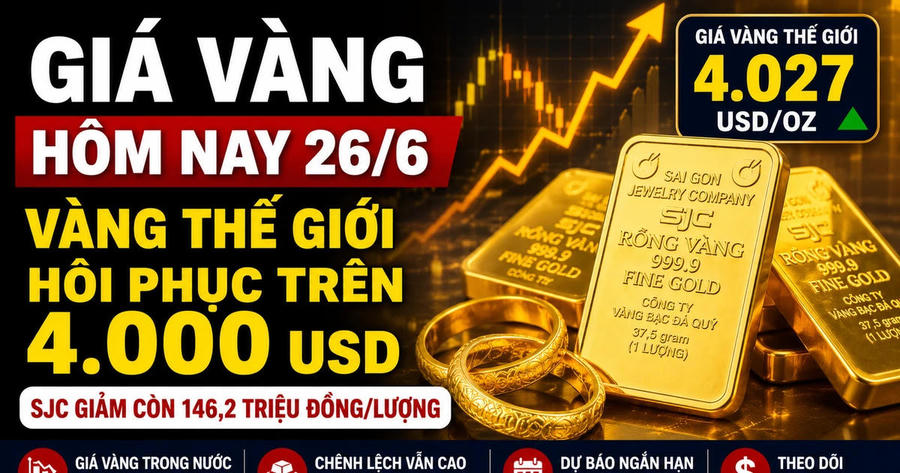 Giá vàng hôm nay 26/6: SJC, DOJI, PNJ đồng loạt giảm