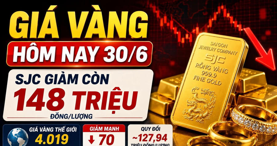 Giá vàng hôm nay 30/6: SJC, DOJI, PNJ, BTMC cùng giảm nhẹ