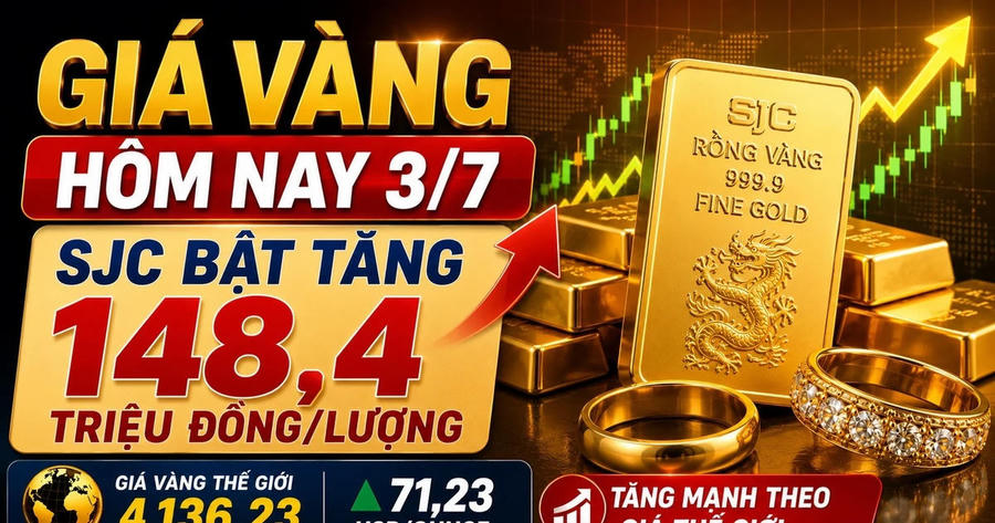 Giá vàng hôm nay 3/7: SJC, DOJI, PNJ đồng loạt tăng mạnh